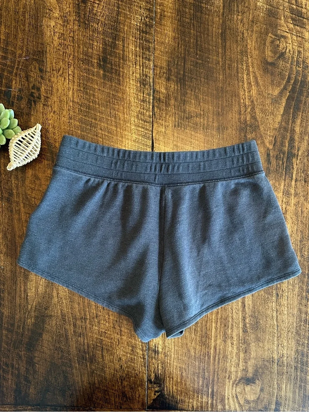 aerie | Charcoal Gray Lace Up Side Knit Lounge Shorts, Size L